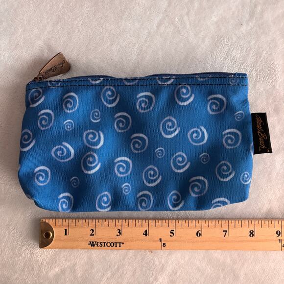 Laurel Burch Blue Canvas Makeup Bag Swirl Indigo Cat Cosmetic Travel India Poly - Picture 9 of 9